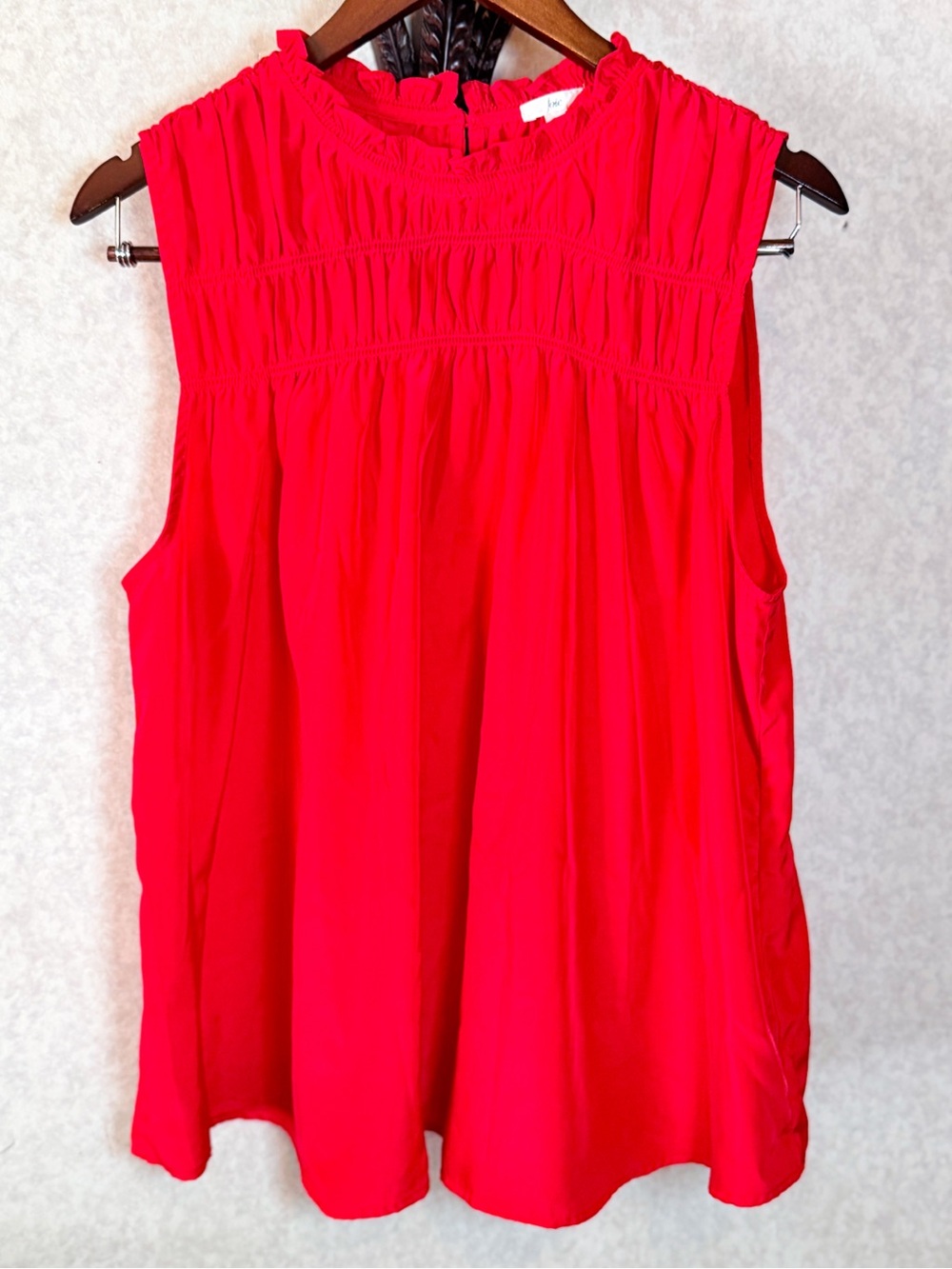 Joie Red Ruffle Neck Babydoll Blouse Top Sleeveless Boho Chic XL - Picture 2 of 8